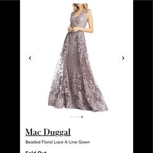 Beaded Floral Lace A-line Gown